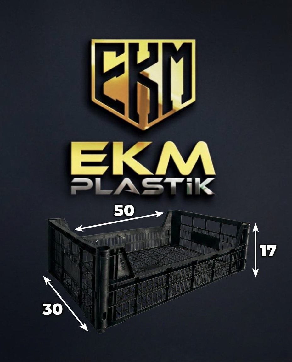 EKM Plastik 30x50 siyah narenciye kasası, 17 cm yükseklik